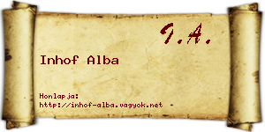 Inhof Alba névjegykártya